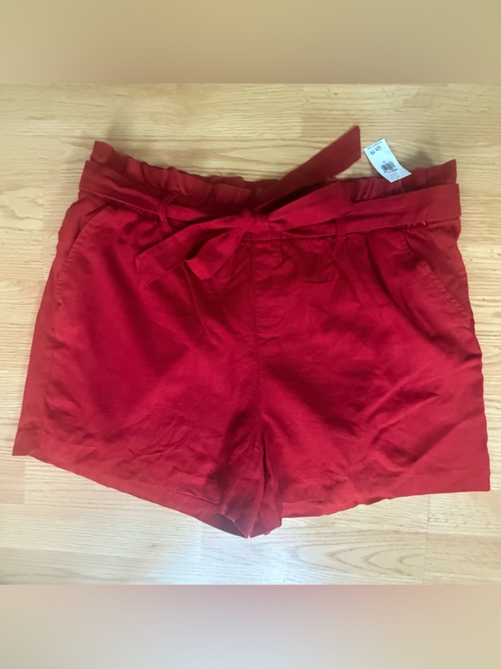 Old Navy Linen Blend Paperbag Waist Shorts Red Women’s Size 16 NWT